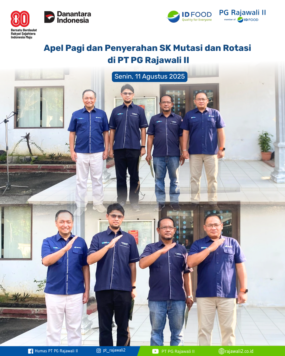 Apel Pagi dan Penyerahan SK Mutasi dan Rotasi di PT PG Rajawali II